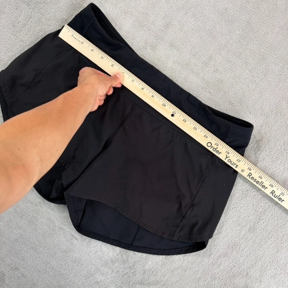 Lululemon Speed Up Short Long Lined Black Running Athletic Workout Women 8 Tall‎